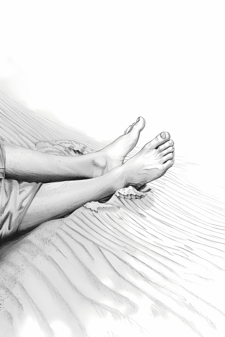 Feet Sinking On Sand