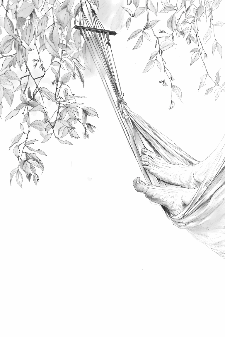 Feet Swinging From A Hammock