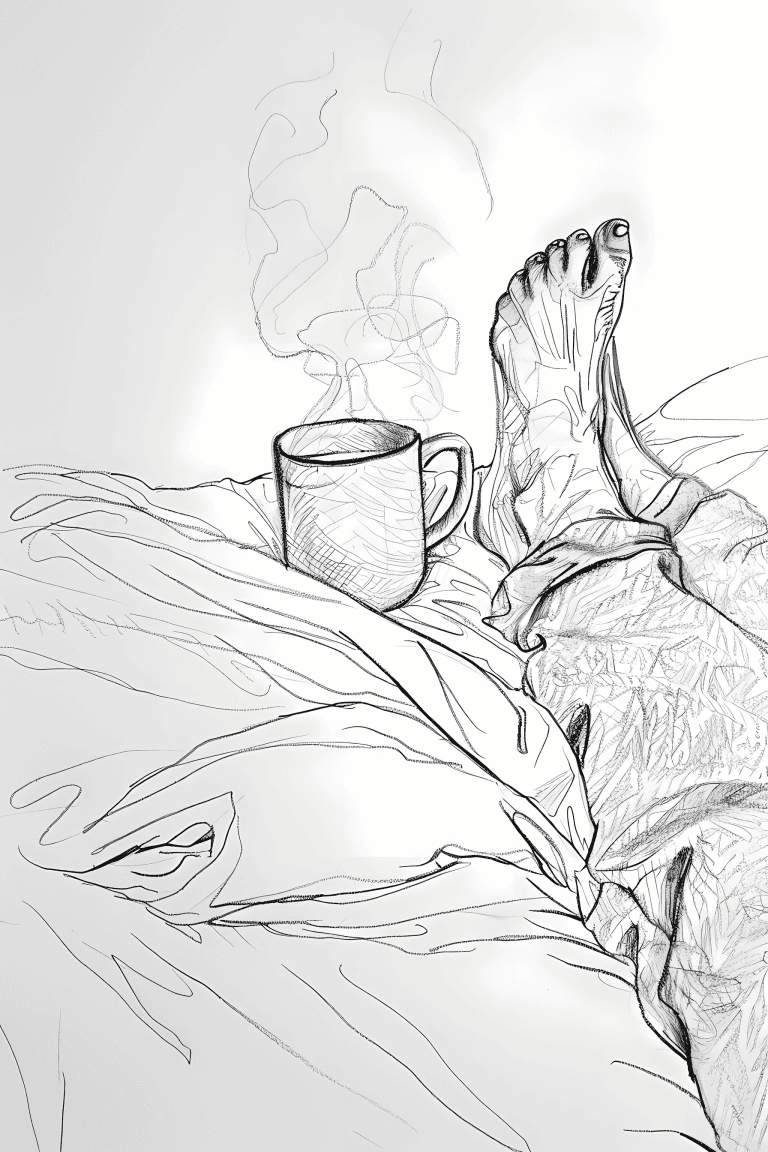 Feet Beside A Coffee Mug