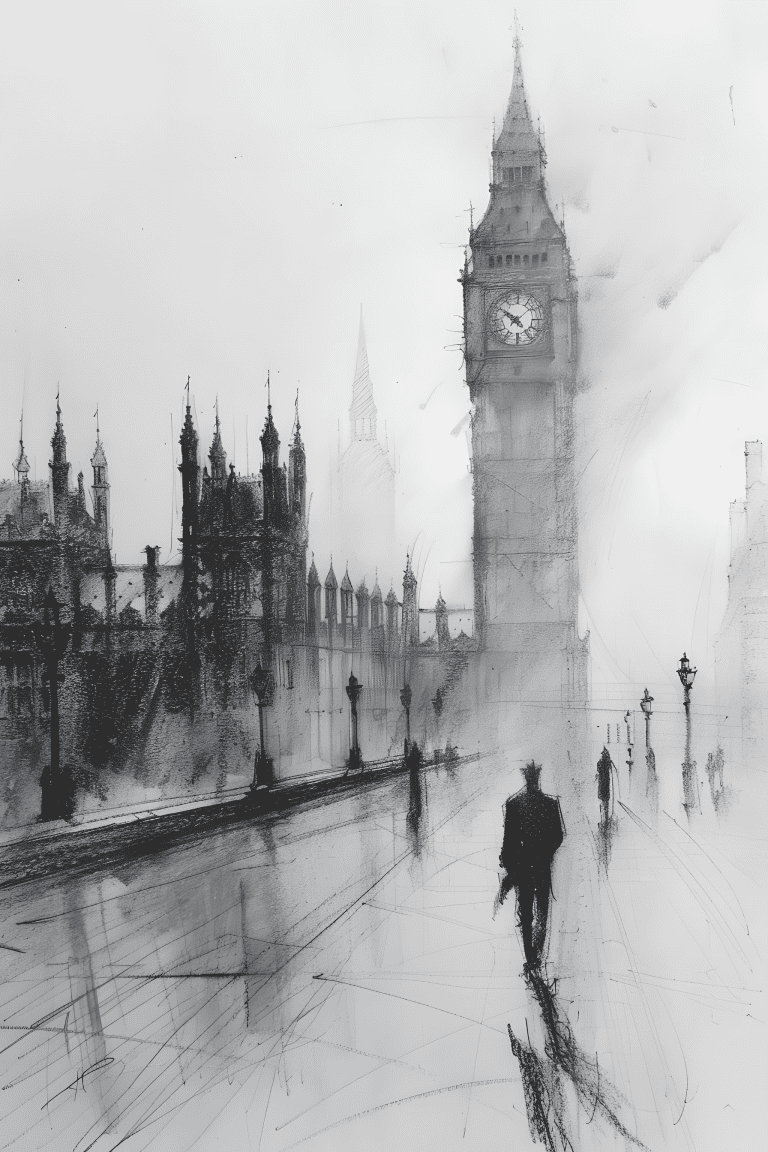 Foggy Street In London