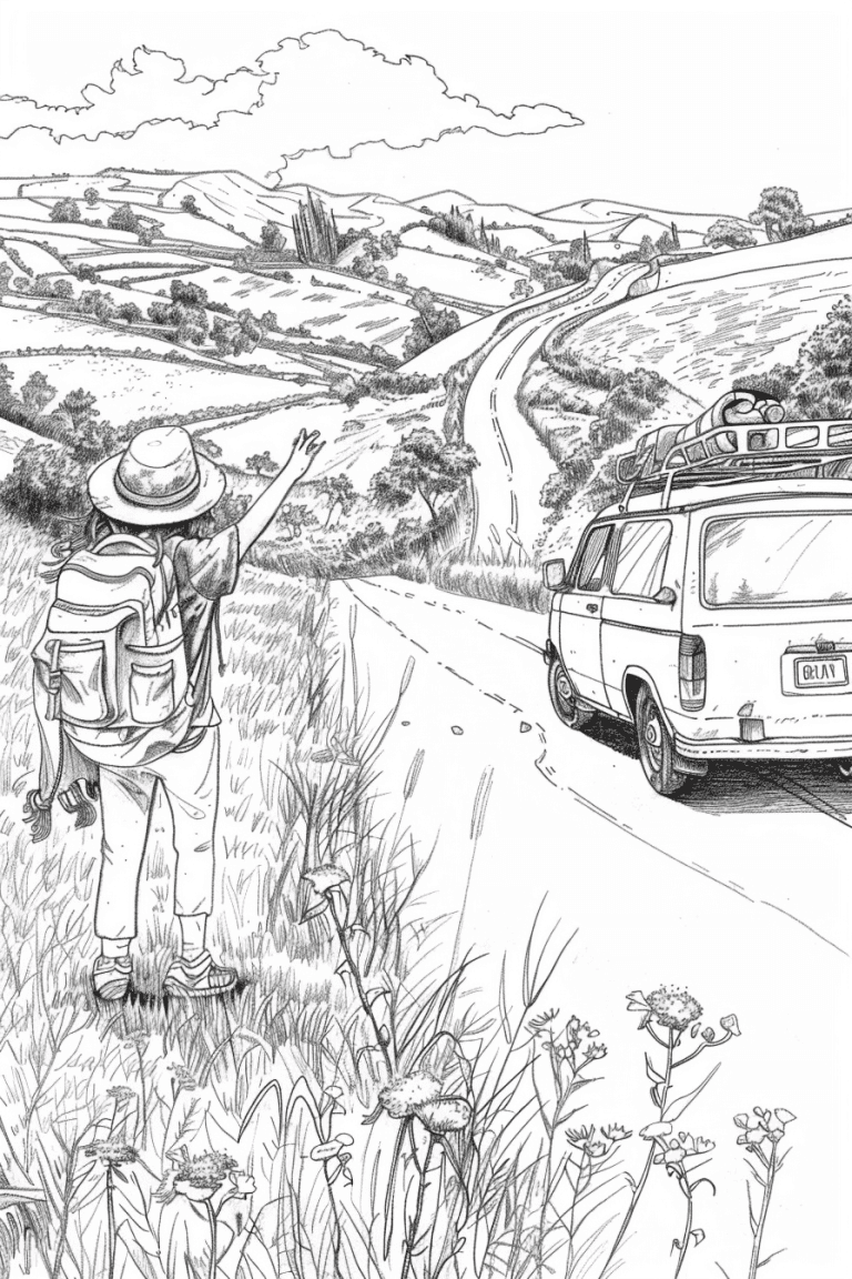 Hippie Hitchhiking A Ride