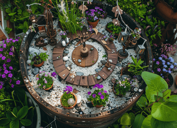 milkychoco04_A_fairy_garden_in_an_old_wine_barrel_with_small_pe_66f150ba-2c01-49dd-bb34-e0250f97927d