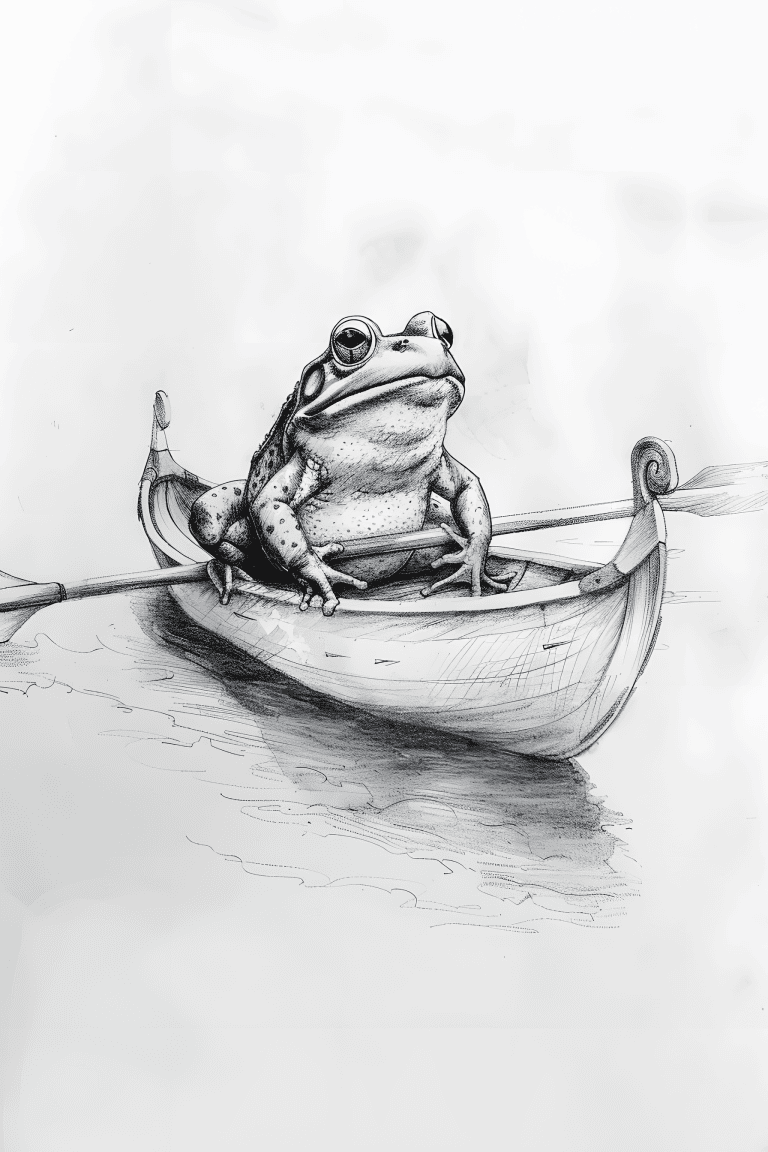 Frog Rowing A Boat