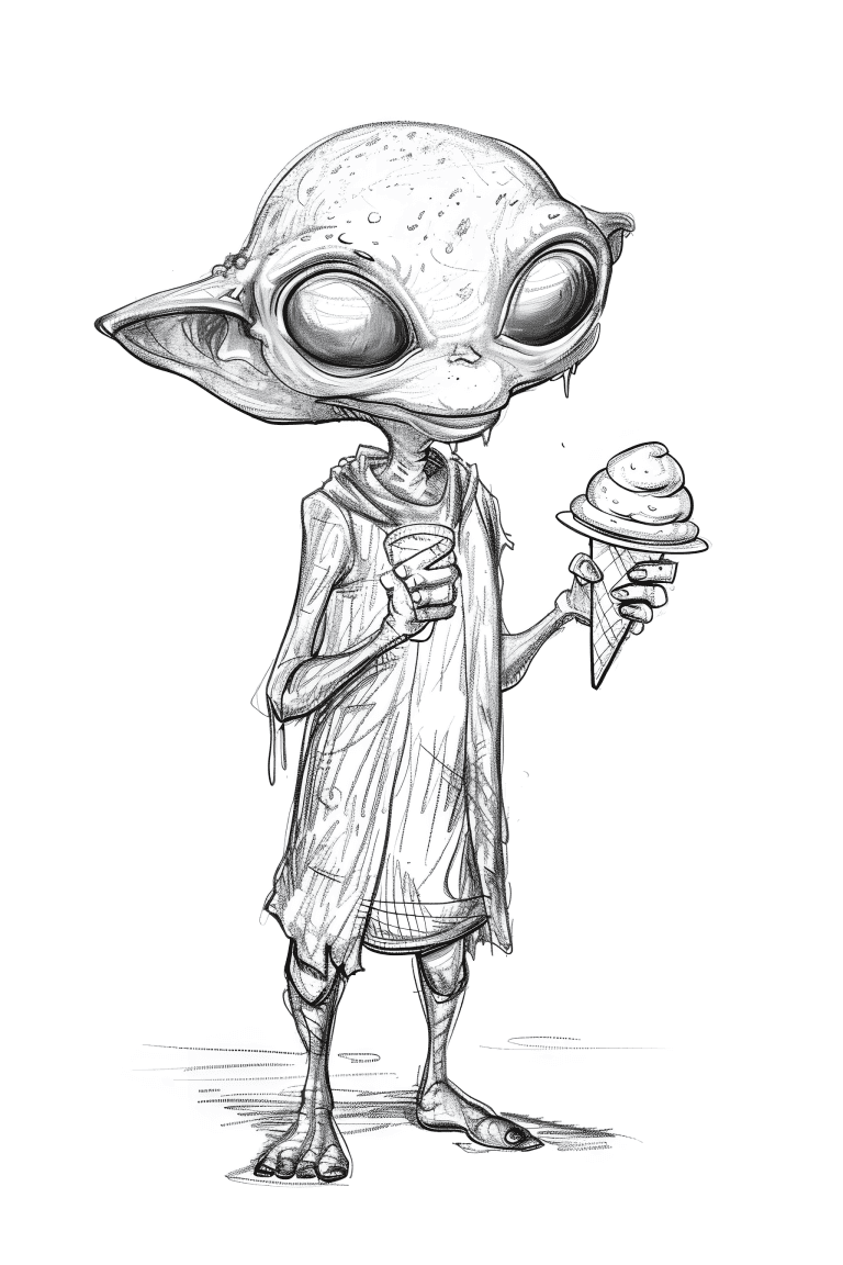 Alien Eating Ice Cream