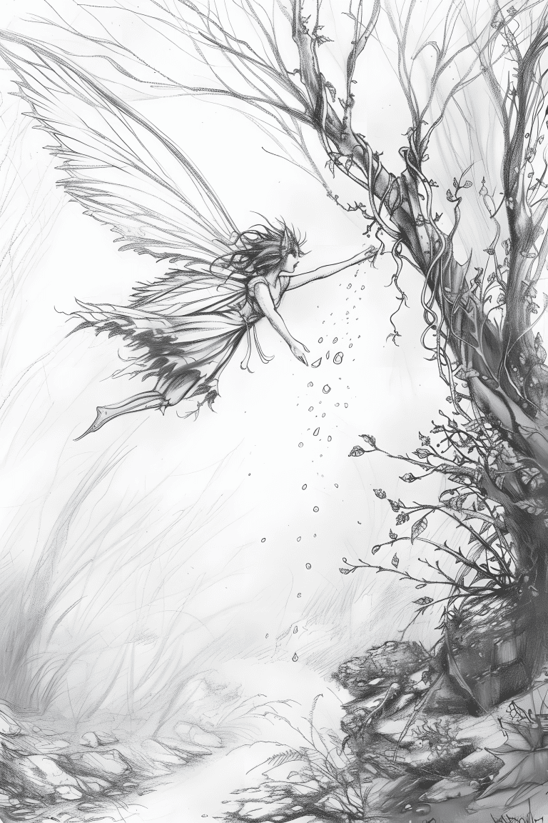 Fairy Soaring Through A Forest