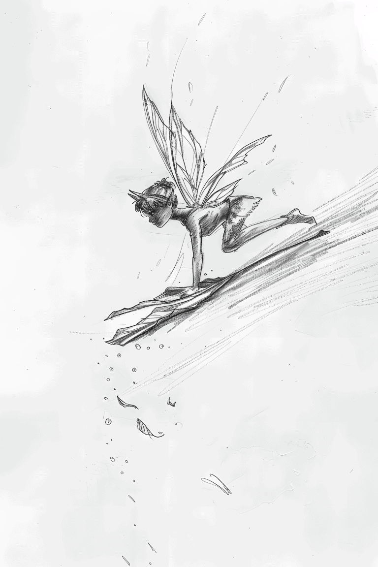 Fairy Gliding Through A Leaf