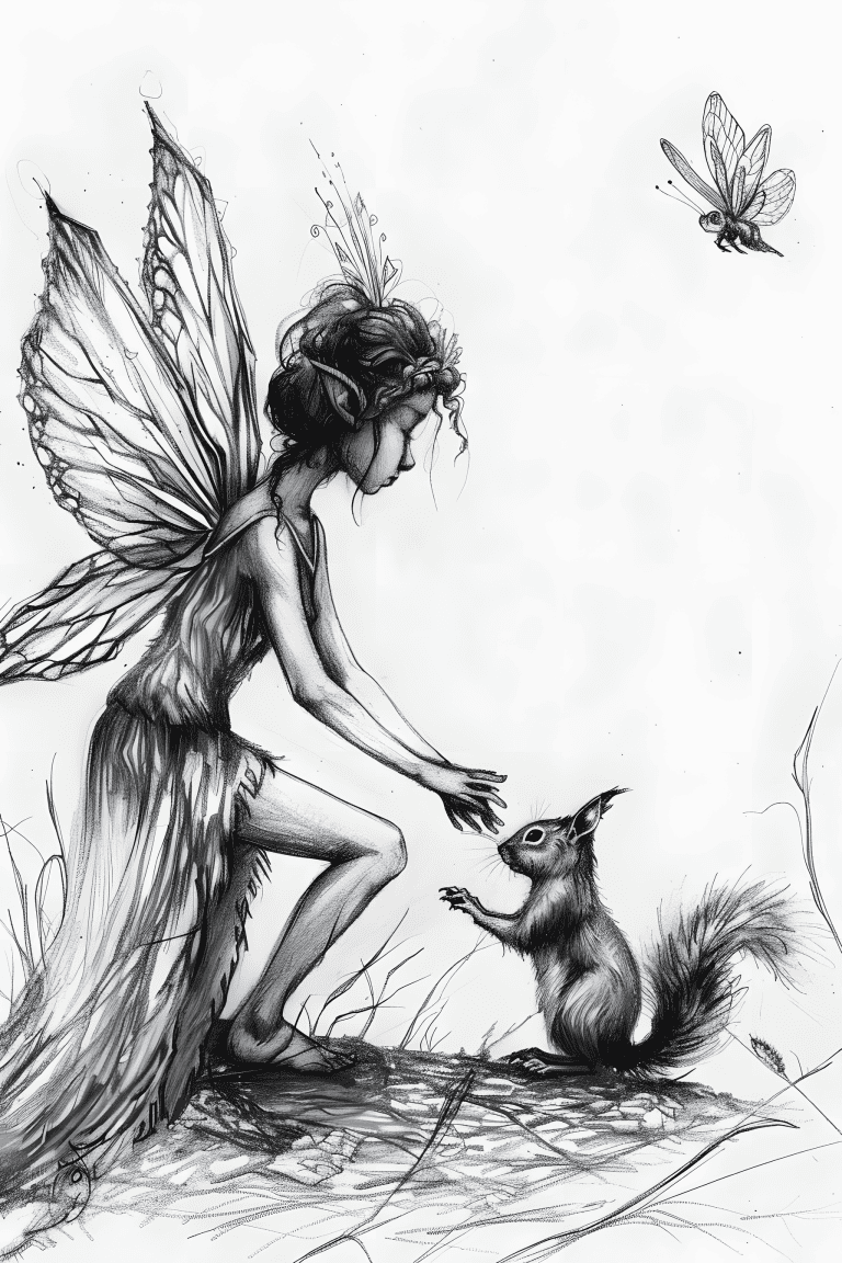 Fairy  Talking To A Squirrel