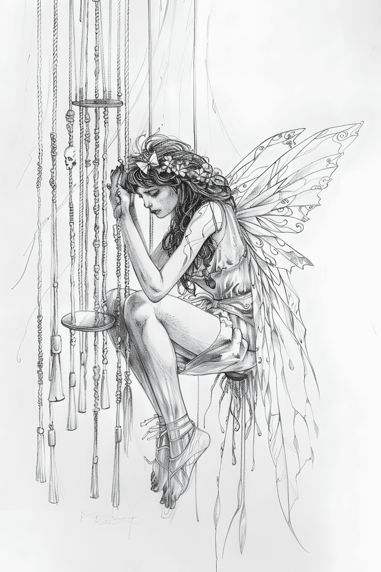 Fairy Resting On A Swing