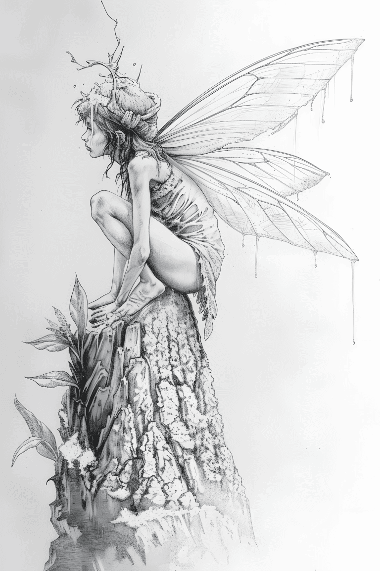 Fairy Resting On A Trunk