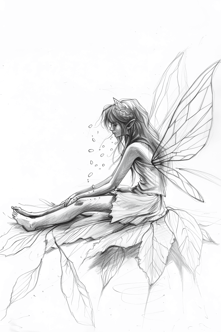 Fairy Sitting On Leaves