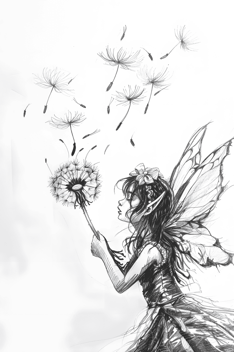 Fairy Blowing Dandelions