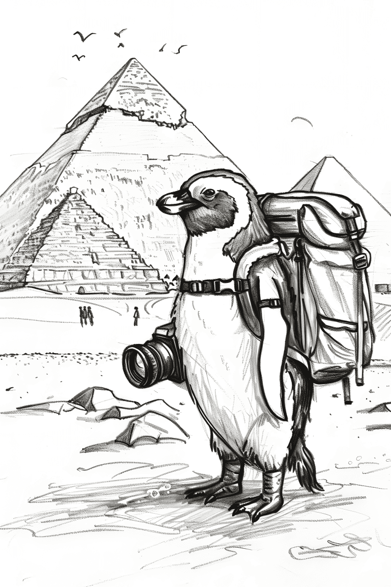 Penguin Exploring The Pyramids