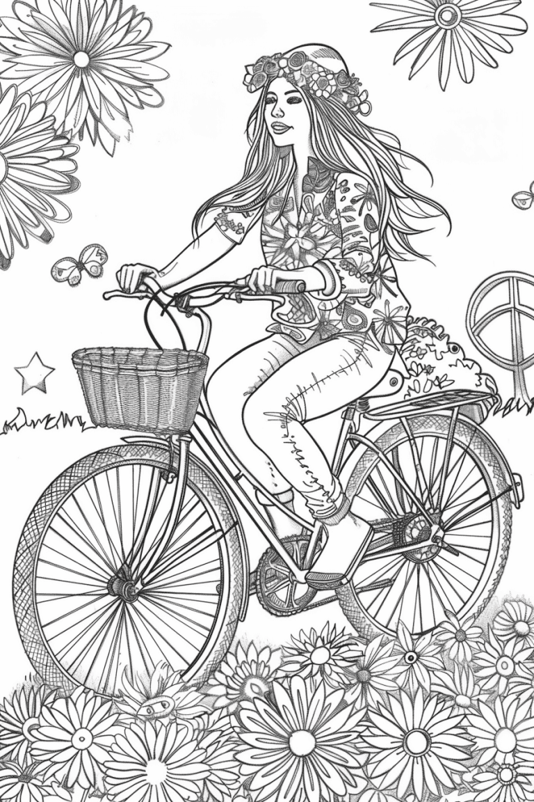 Hippie Riding A Bicycle