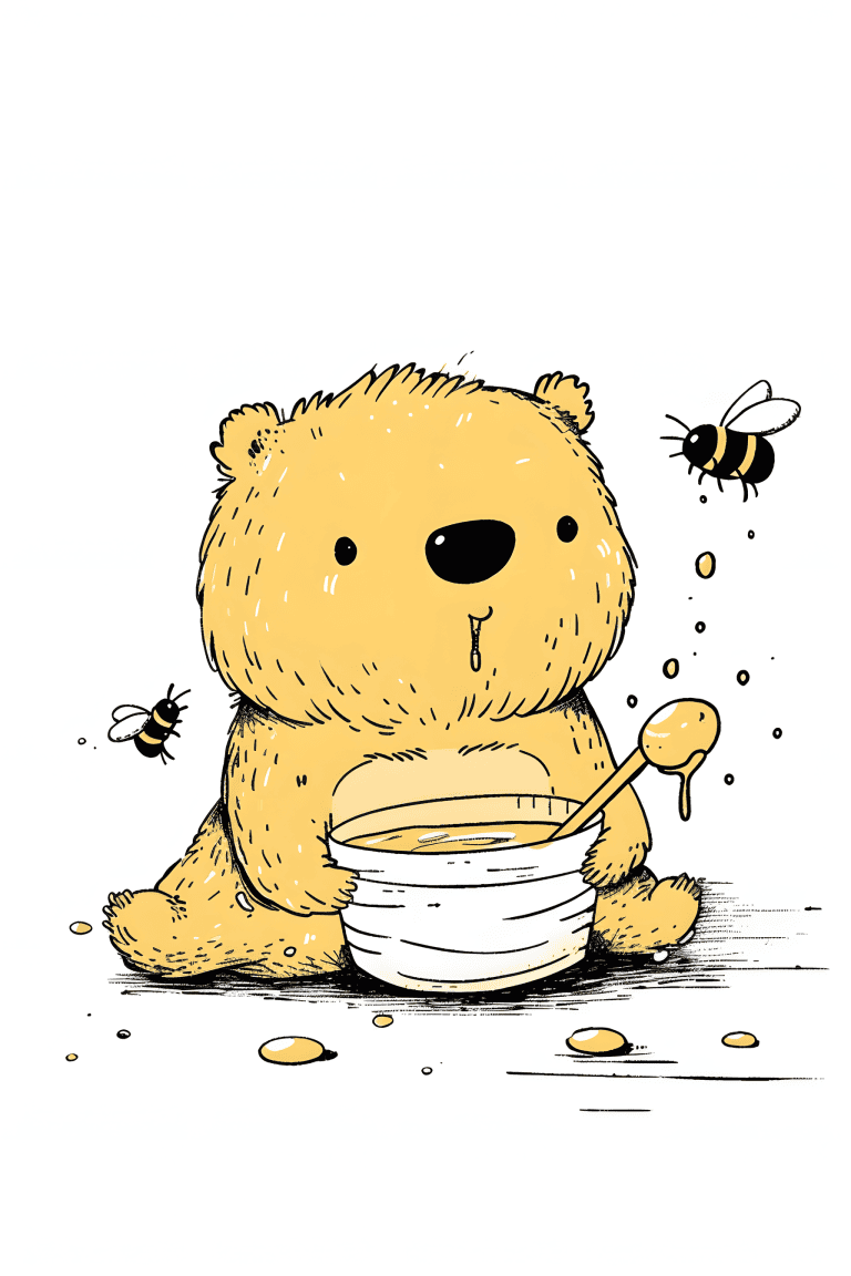 Bear Eating Honey With Bees