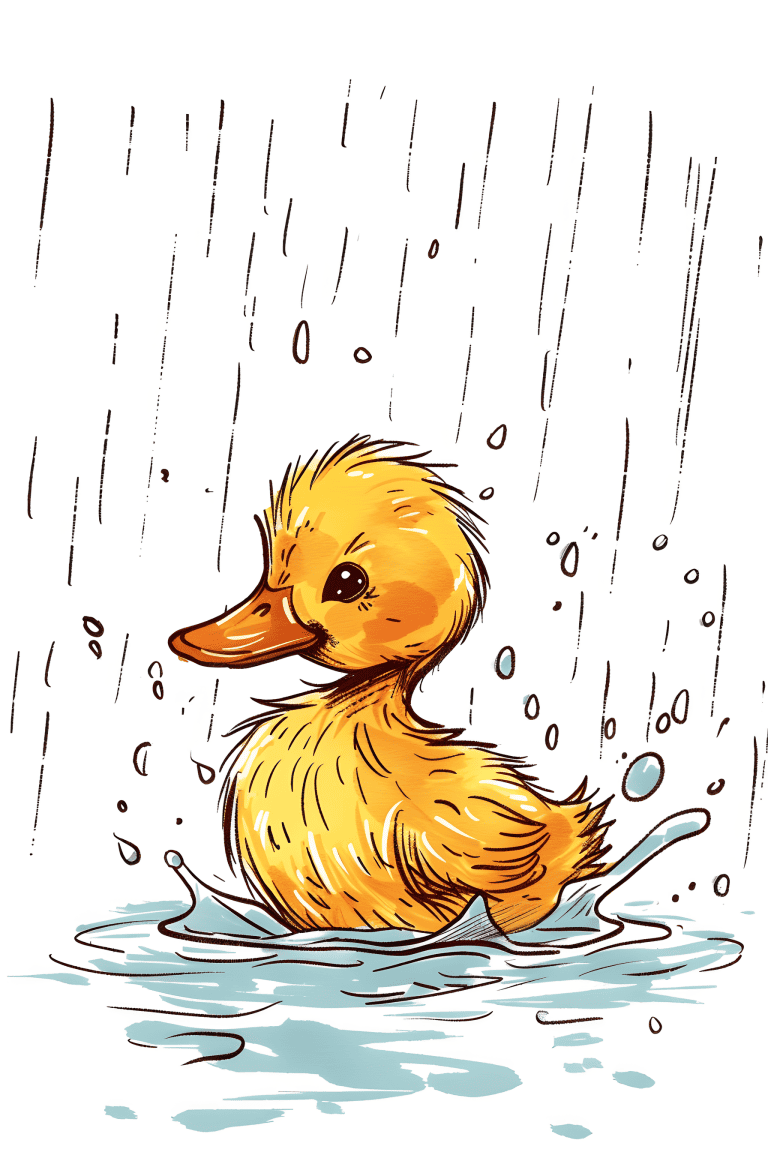 Duckling Enjoying The Rain