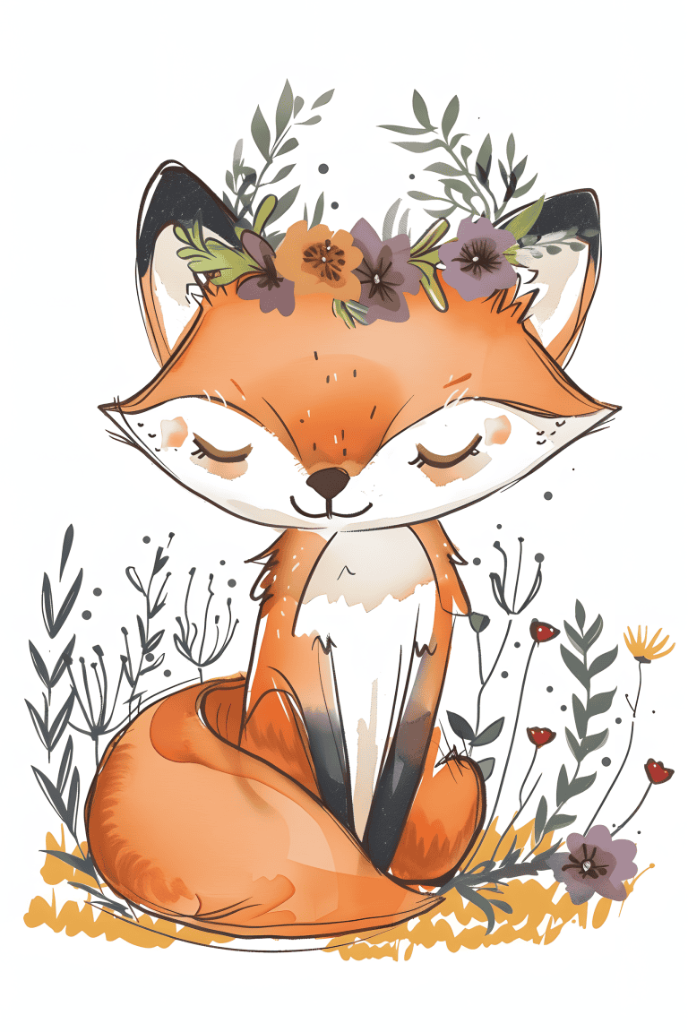 Fox Wearing A Flower Crown