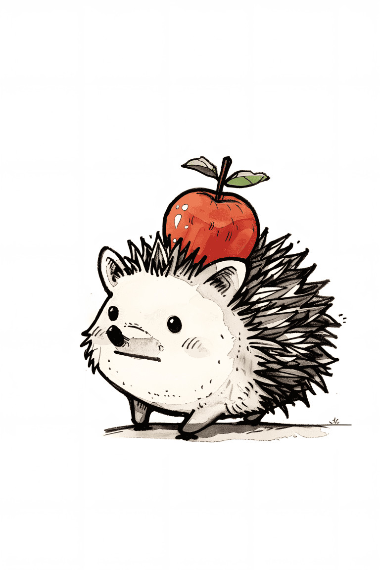 Hedgehog Balancing An Apple