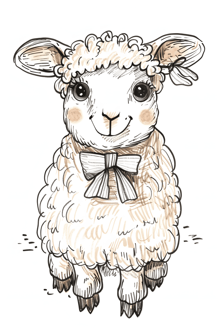 Lamb Wearing A Ribbon