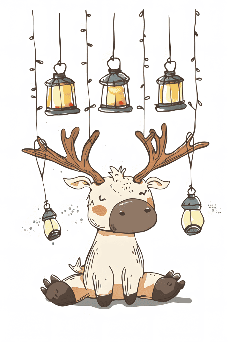 Moose Surrounded By Lanterns