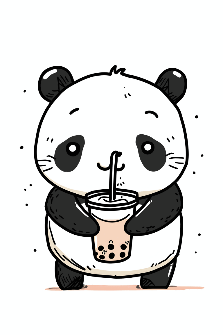 Panda Enjoying Bubble Tea