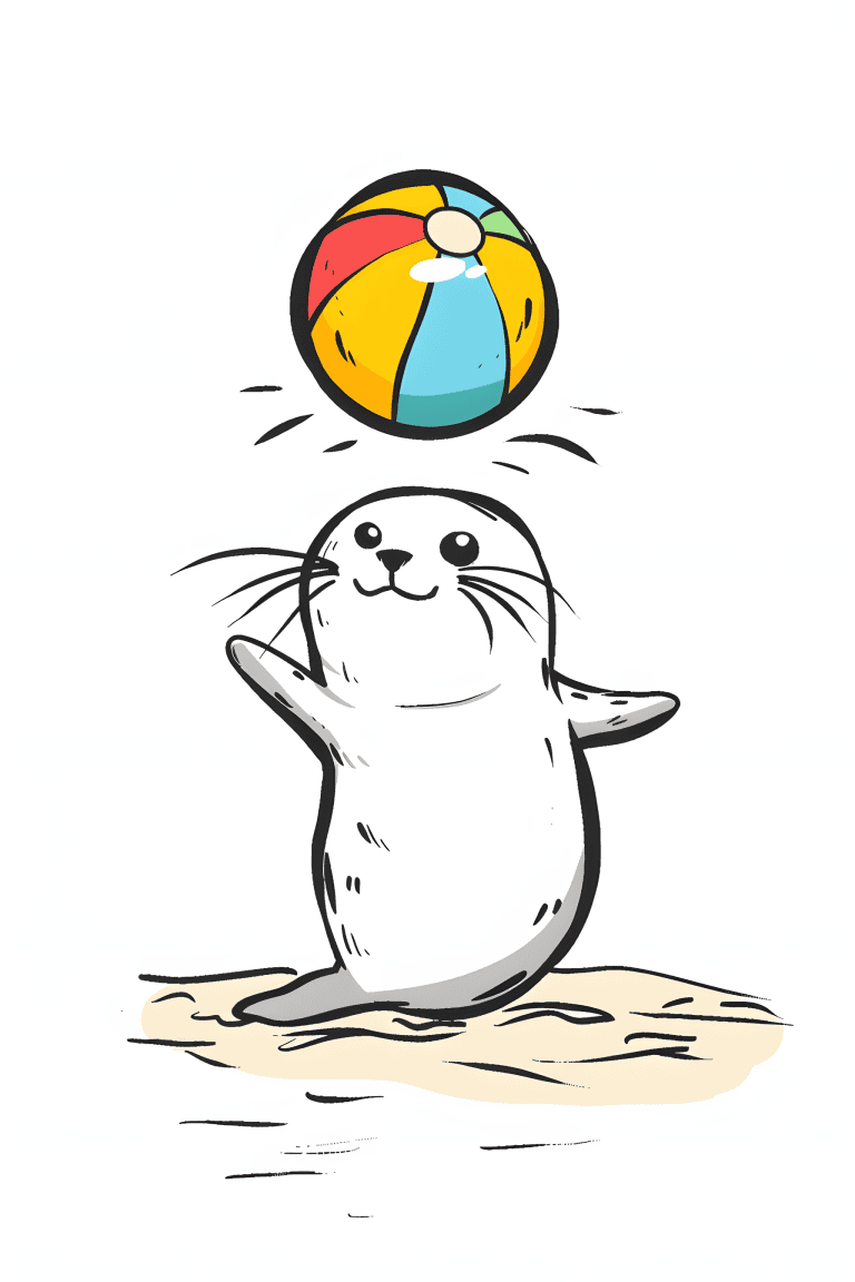 Sea Lion Playing With A Beach Ball