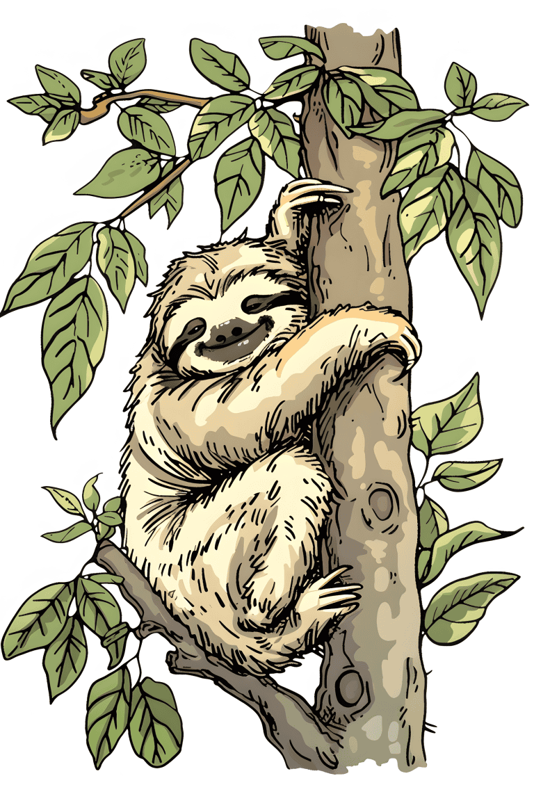 Sloth Smiling From A Tree