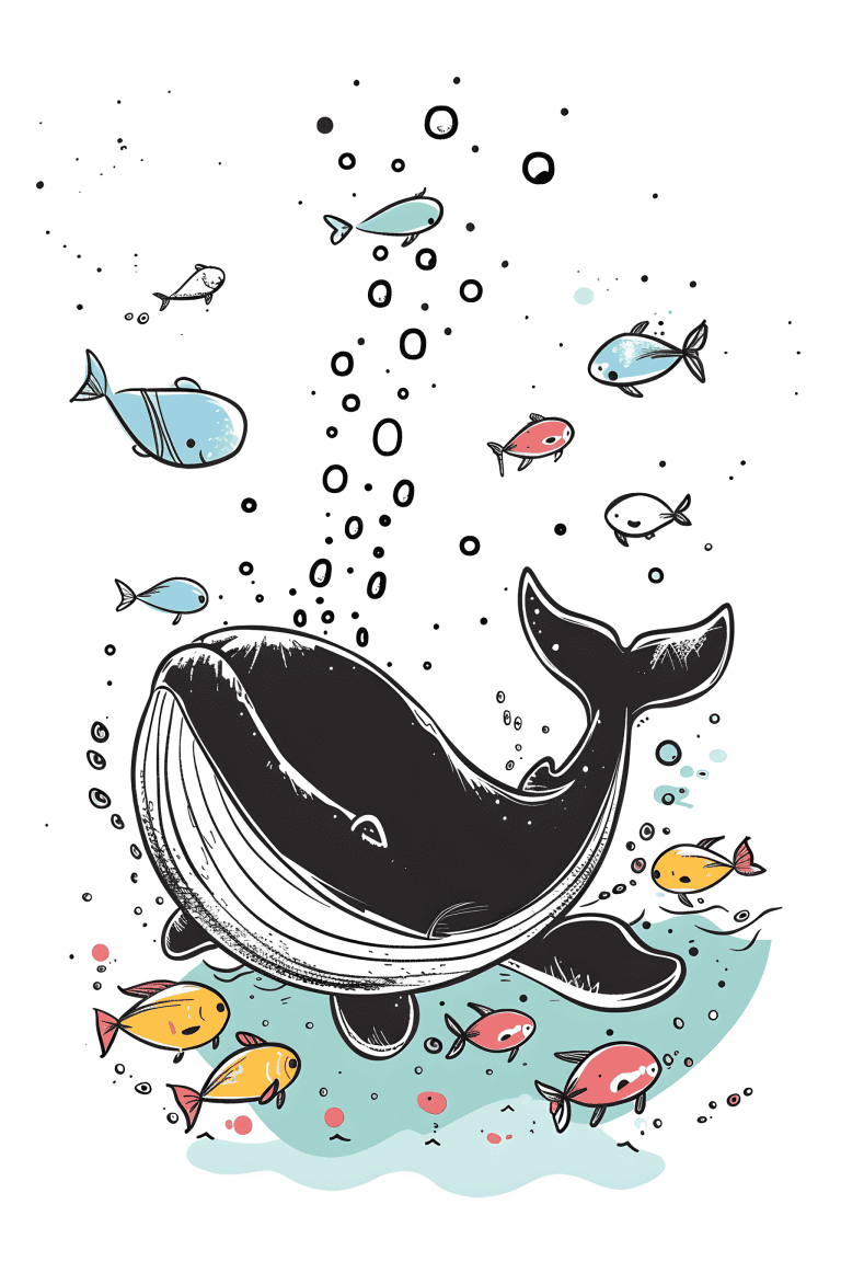 Whale Swimming With Fishes