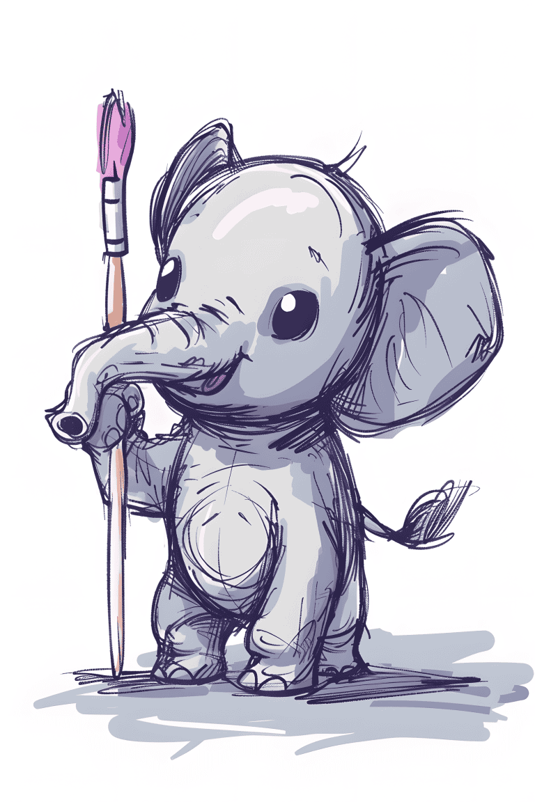Elephant Holding A Paint Brush