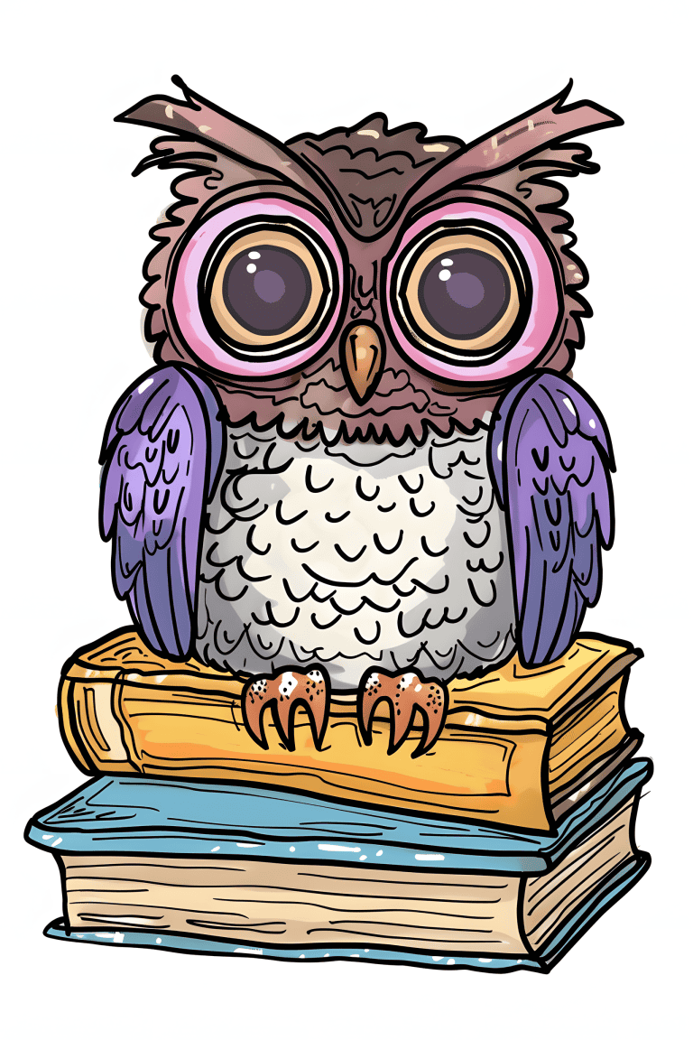 Owl On Top Of Books