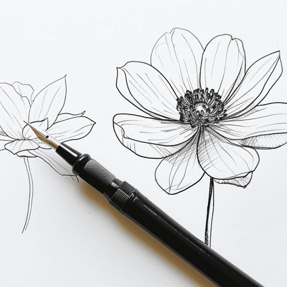 milkychoco04_a_ink_pen_that_is_next_to_a_simplistic_line_doodle_1283d256-1a40-48ec-a7ad-884580d76c71