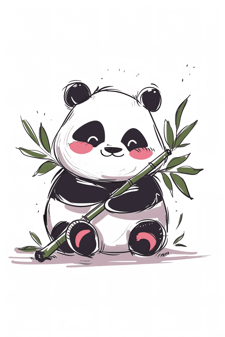 Panda Hugging Bamboo Stick