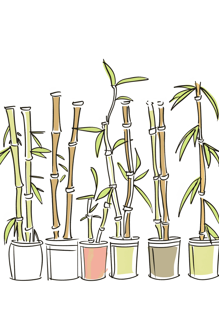 Row Of Potted Bamboo