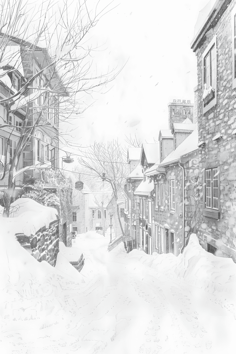 Snow Laden Path In Quebec