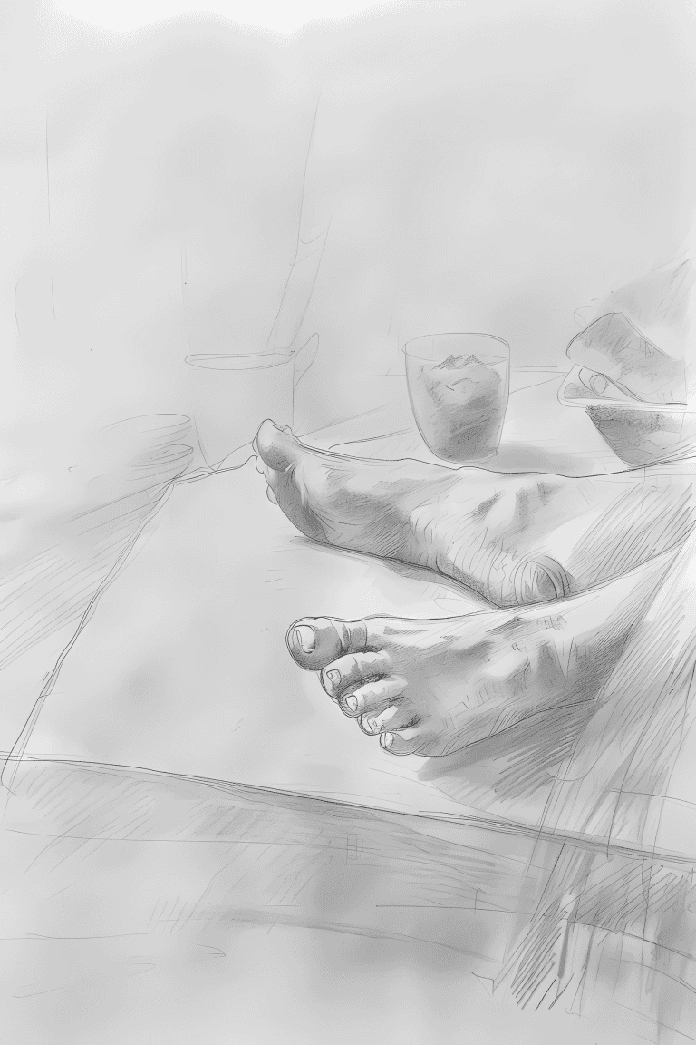 Feet Beside A Glass Of Juice