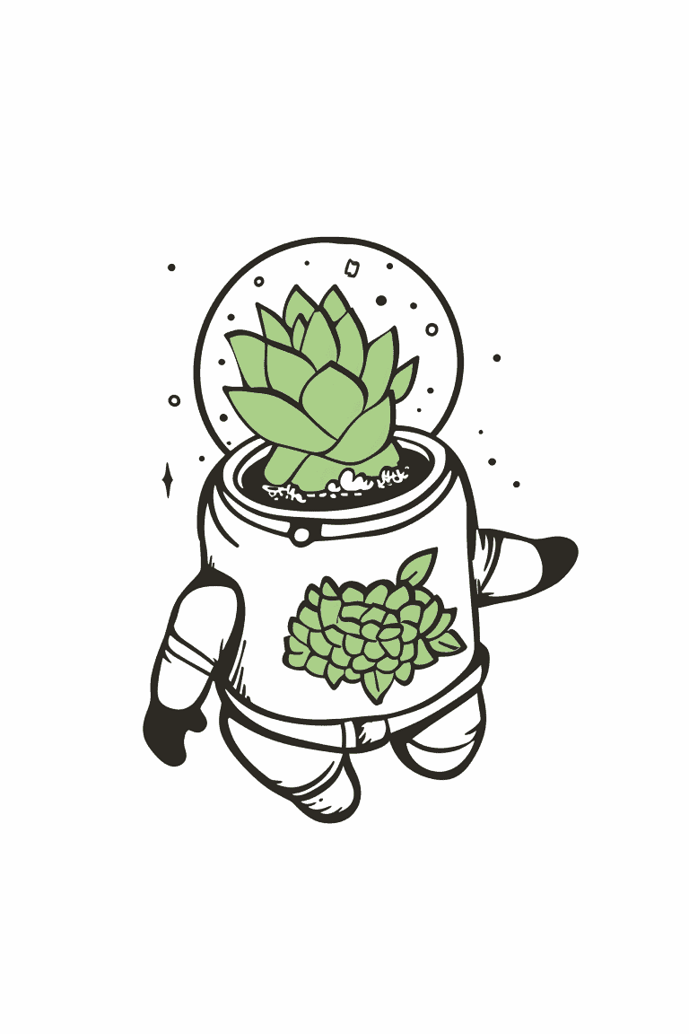 Succulent In An Astronaut Costume