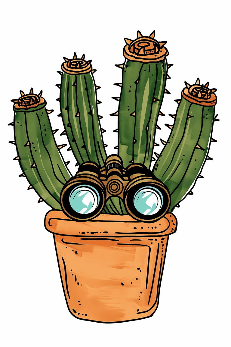 Succulent Wearing Binoculars