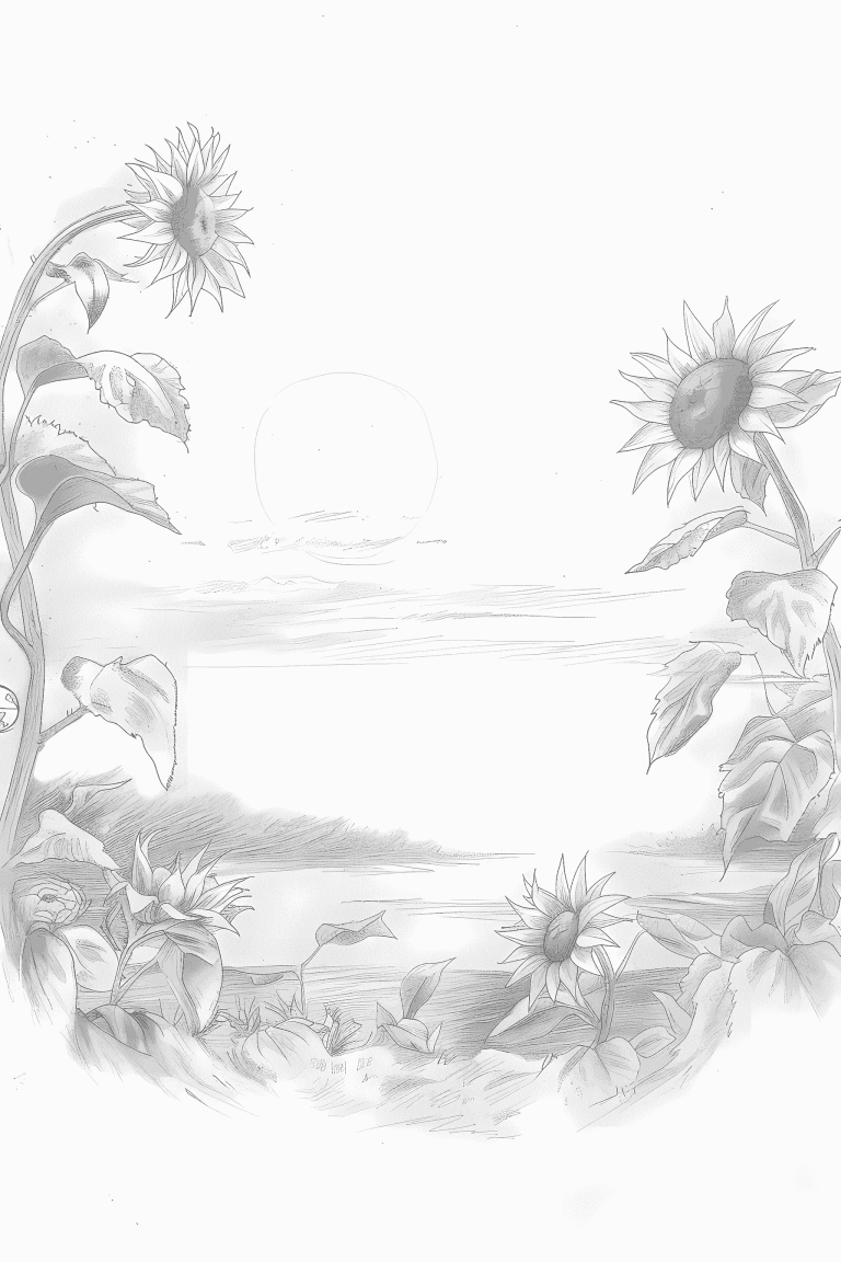Sunflowers Framing The Sunset