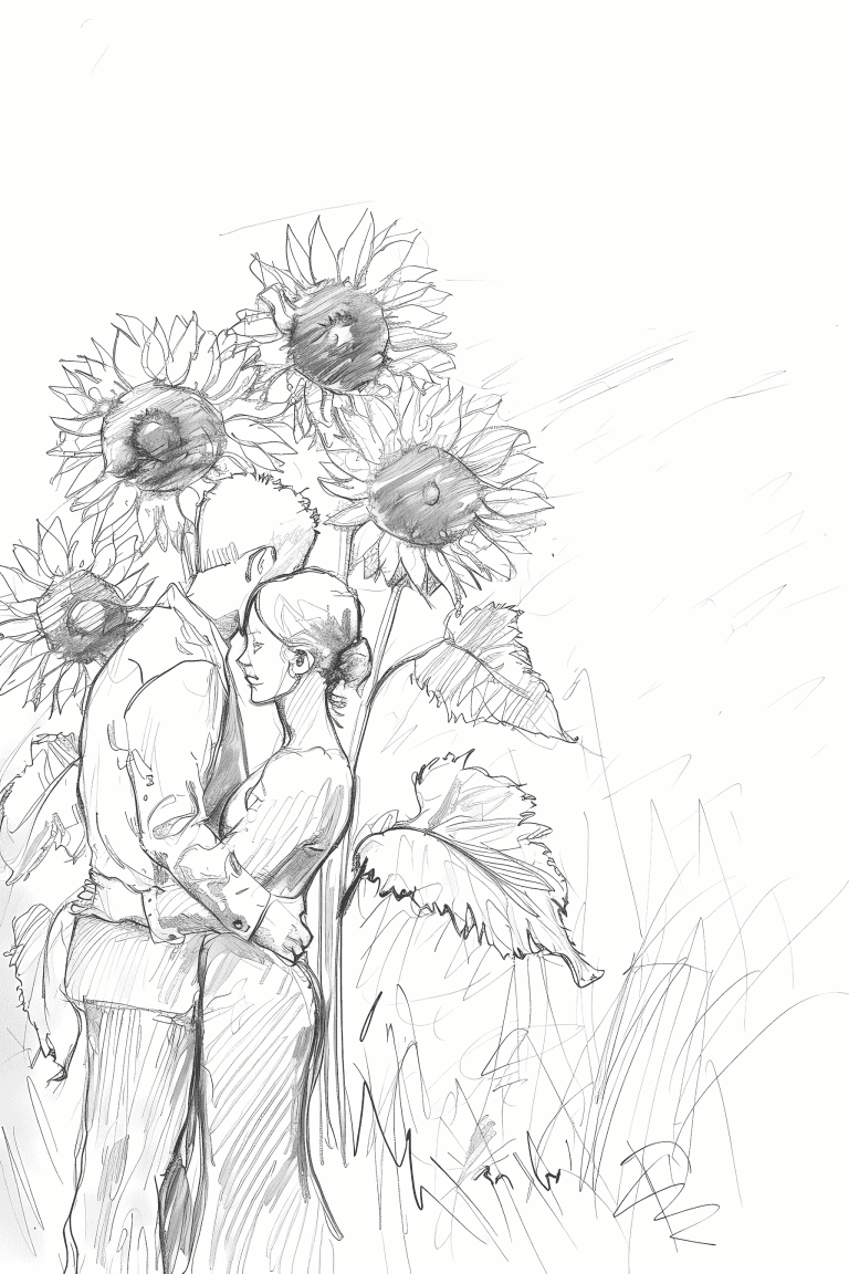 Couple With A Sunflower Background