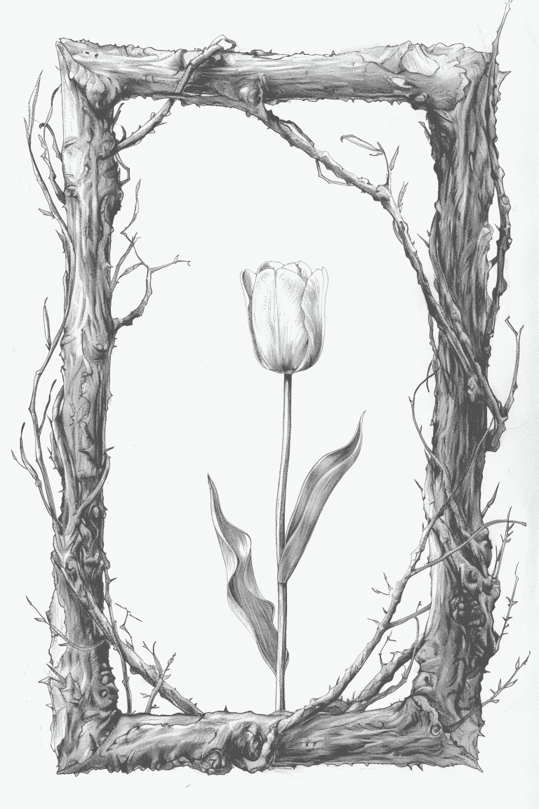 Tulip Framed By Branches