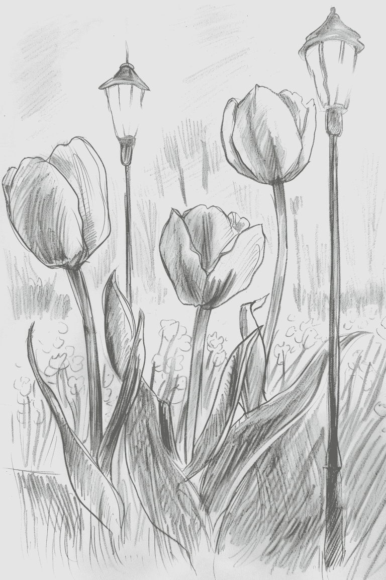 Tulip Garden At Night