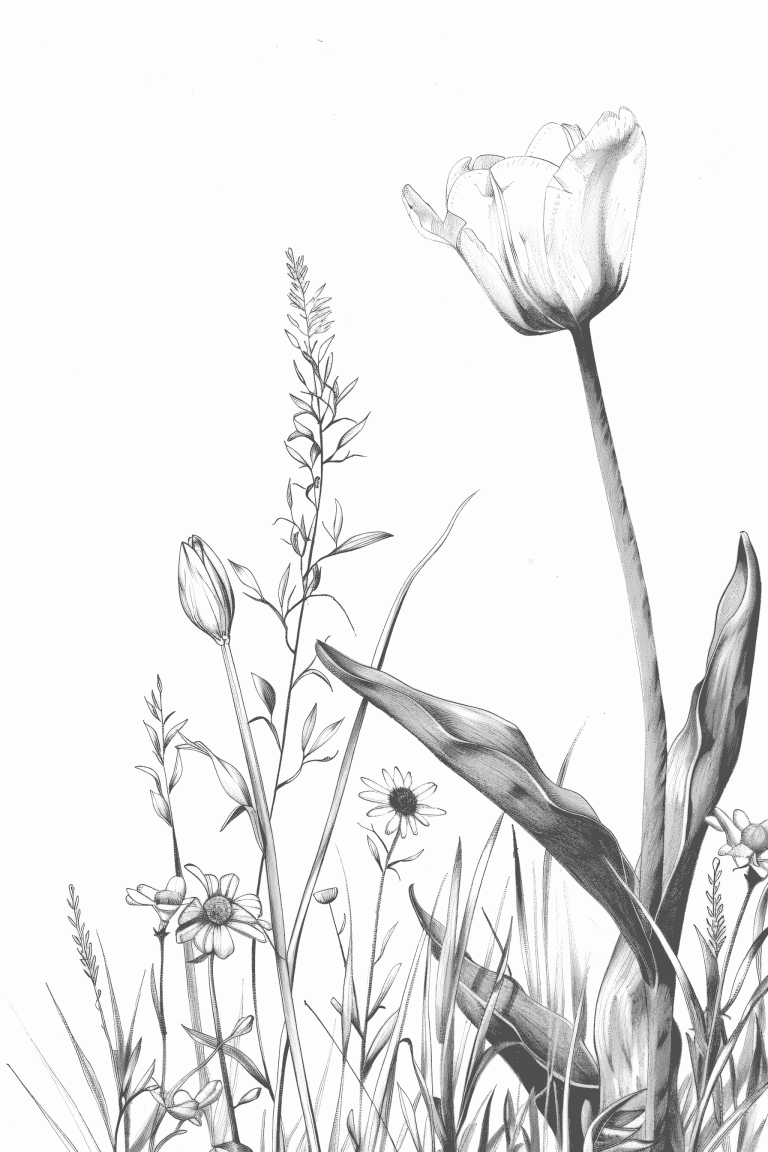 Tulip In A Field Of Wildflowers