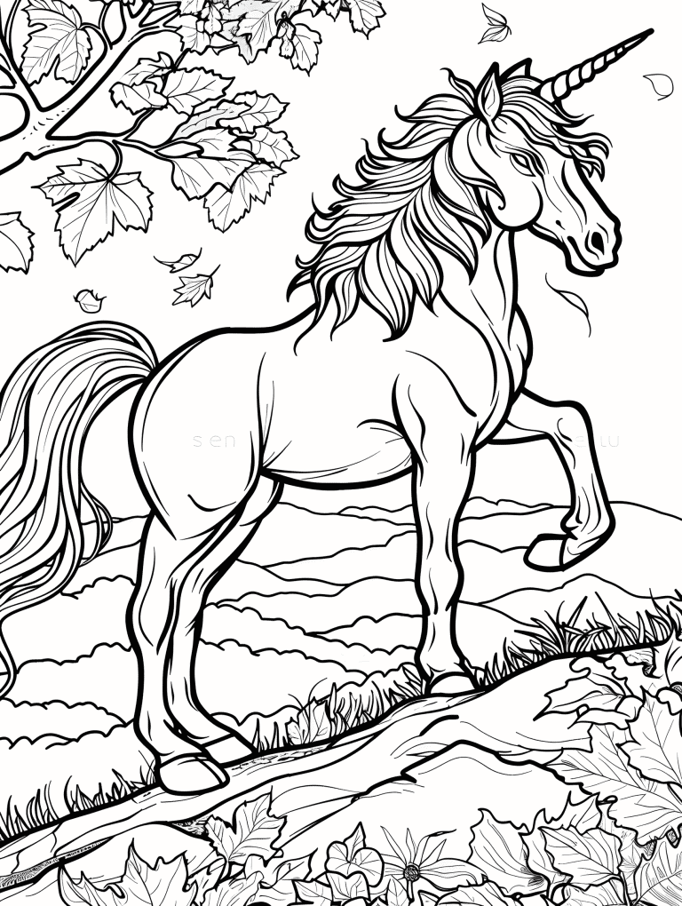Unicorn Stands Top Of A Hill