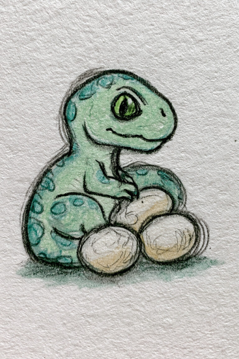 Allosaurus Protecting Colorful Eggs