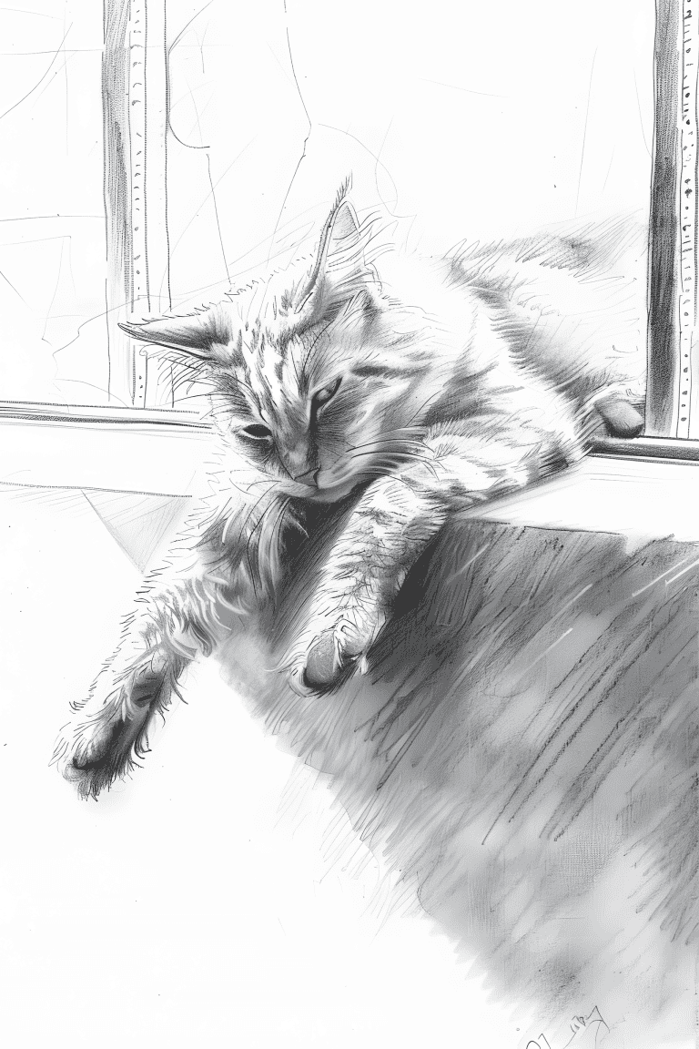 Cat Resting On A Windowsill