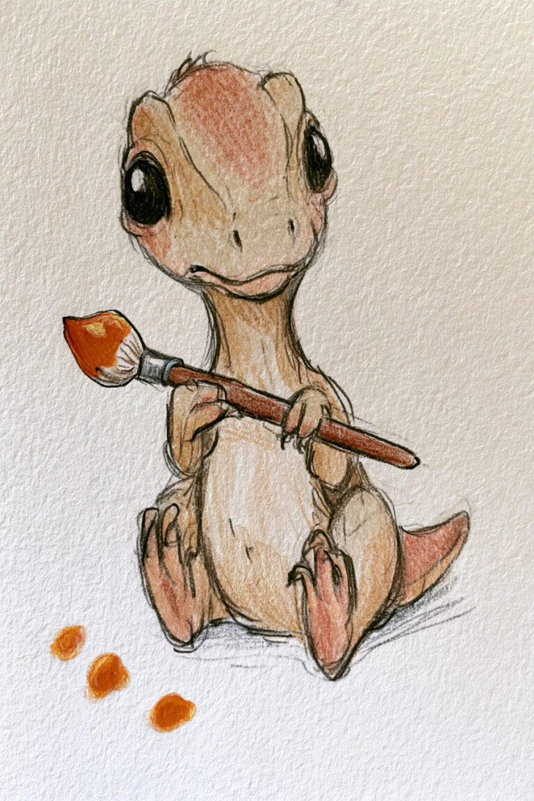 Oviraptor Holding A Paintbrush