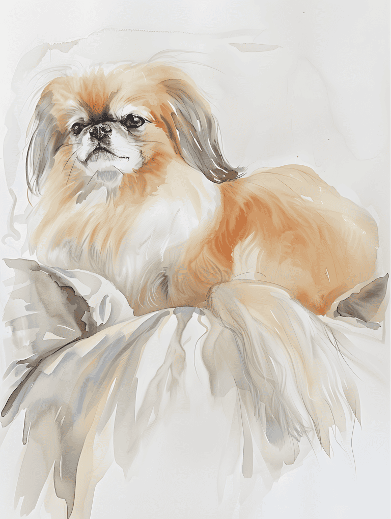 Pekingese Sitting On A Cushion