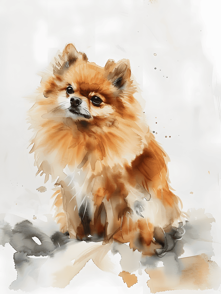Pomeranian Sitting Curiously
