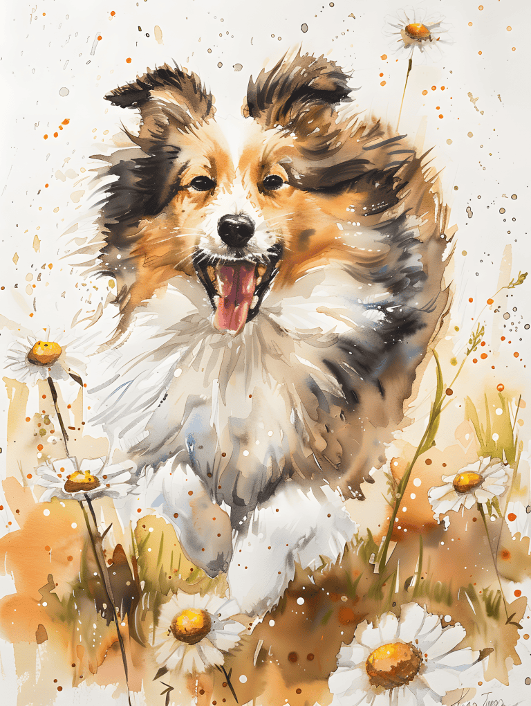 Shetland Sheepdog Running In A Field