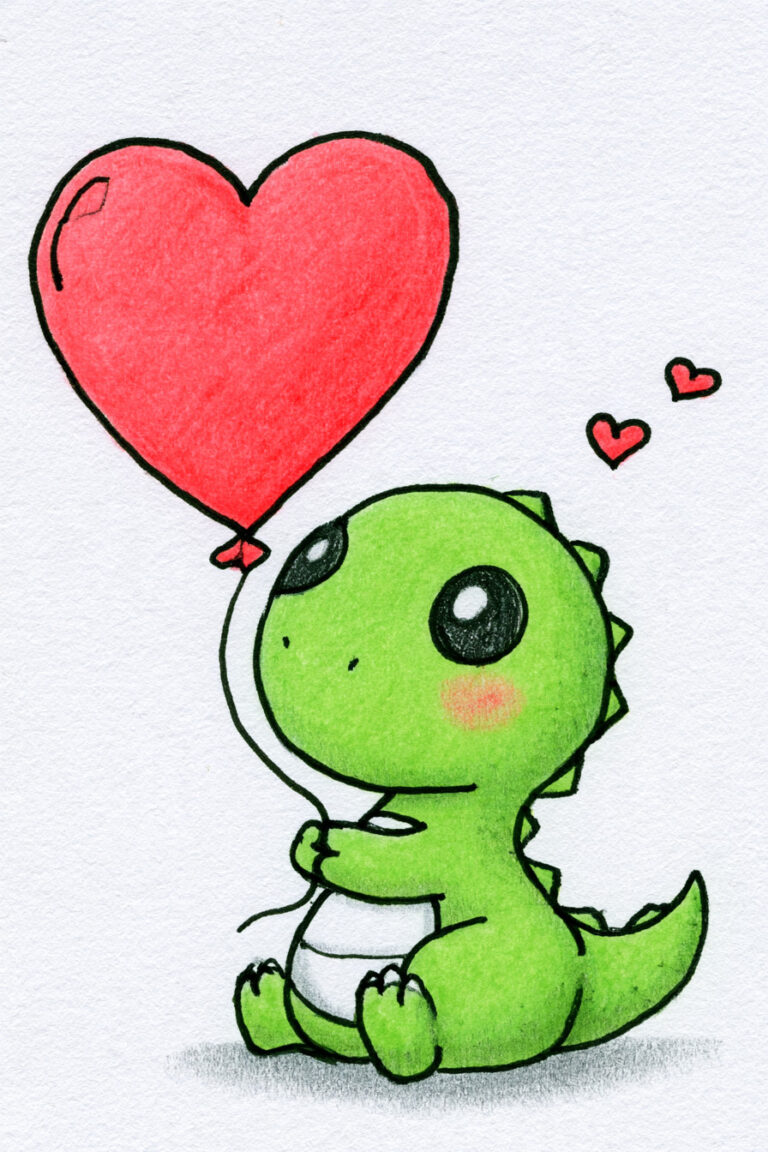 T-rex Holding A Heart Shaped Balloon