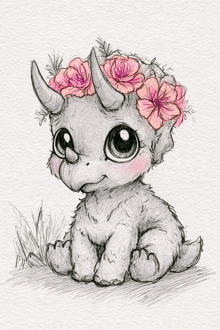Triceratops Wearing A Flower Crown